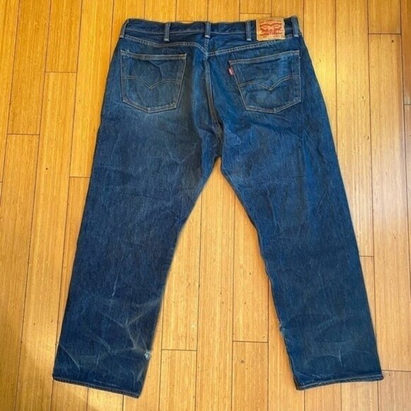 Levi's 501 button fly Blue Denim Jeans Mens Size 42x30 - Picture 1 of 3